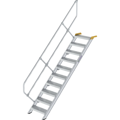 Industrial steps, perforated sheet steel steps, step width 600 mm, 10 steps.