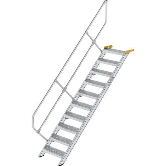 Industrial steps, perforated sheet steel steps, step width 600 mm, 10 steps.