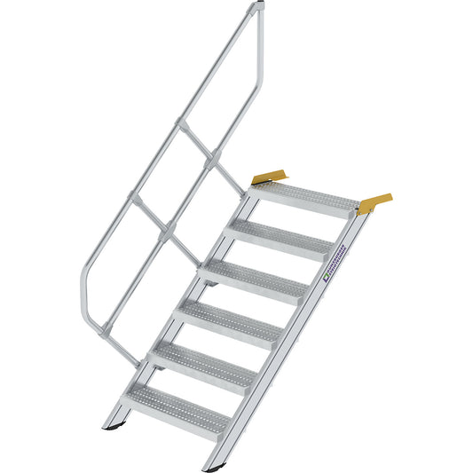 Industrial steps, perforated sheet steel steps, step width 800 mm, 6 steps.