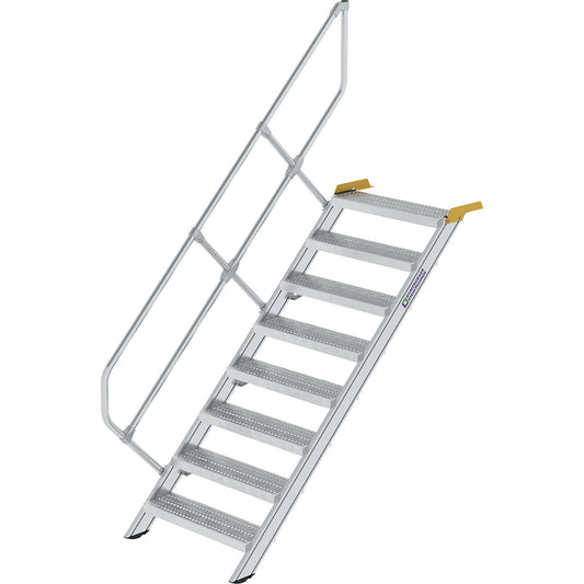 Industrial steps, perforated sheet steel steps, step width 800 mm, 8 steps.