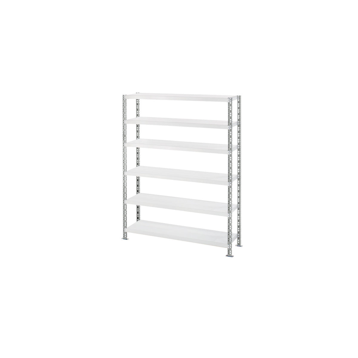 Wide span shelf unit with sheet steel shelves, depth 500 mm, standard shelf unit, HxW 1976 x 1550 mm.