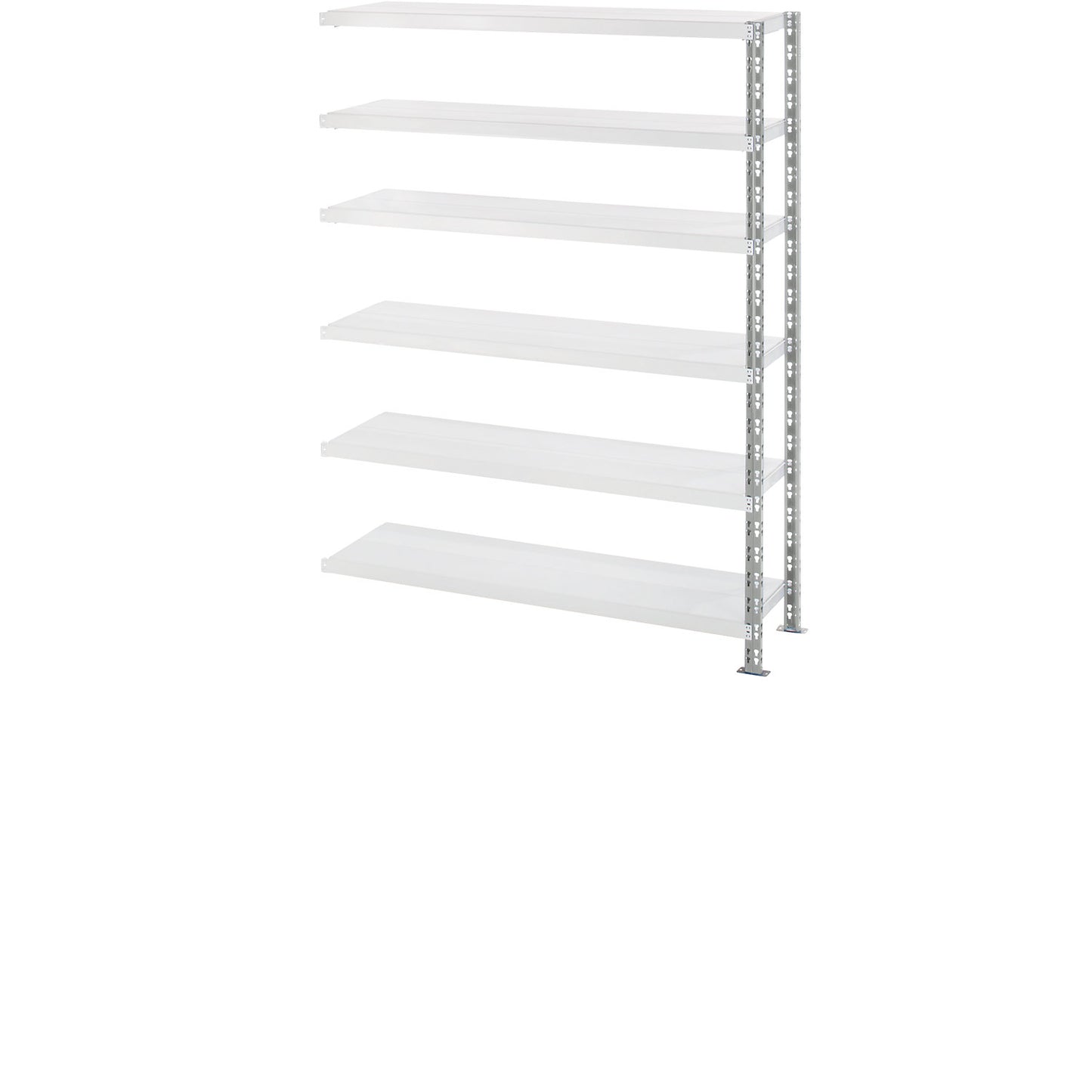 Wide span shelf unit with sheet steel shelves, depth 500 mm, extension shelf unit, HxW 1976 x 1525 mm.