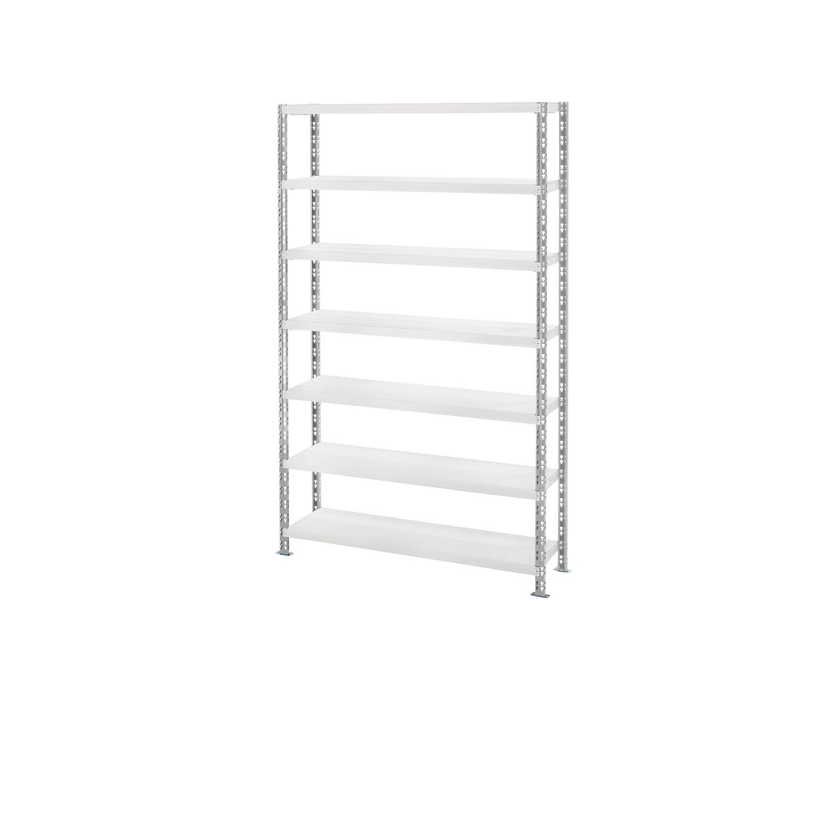 Wide span shelf unit with sheet steel shelves, depth 500 mm, standard shelf unit, HxW 2522 x 1550 mm.