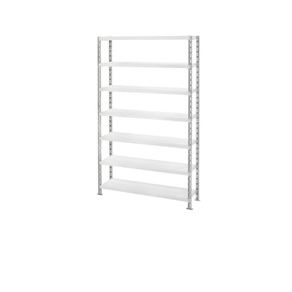 Wide span shelf unit with sheet steel shelves, depth 400 mm, standard shelf unit, HxW 2522 x 1550 mm.