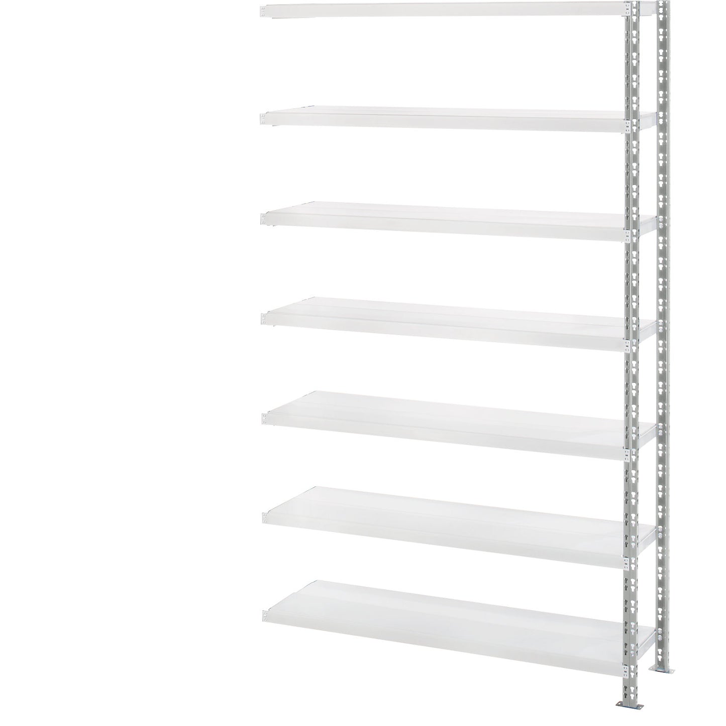 Wide span shelf unit with sheet steel shelves, depth 400 mm, extension shelf unit, HxW 2522 x 1525 mm.