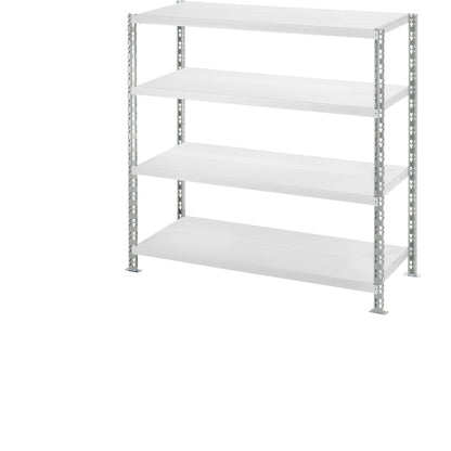 Wide span shelf unit with sheet steel shelves, depth 700 mm, standard shelf unit, HxW 1508 x 1550 mm.