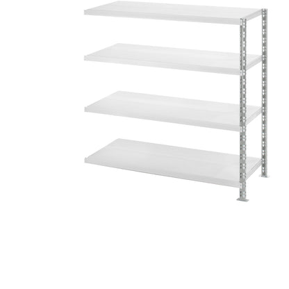 Wide span shelf unit with sheet steel shelves, depth 600 mm, extension shelf unit, HxW 1508 x 1525 mm.