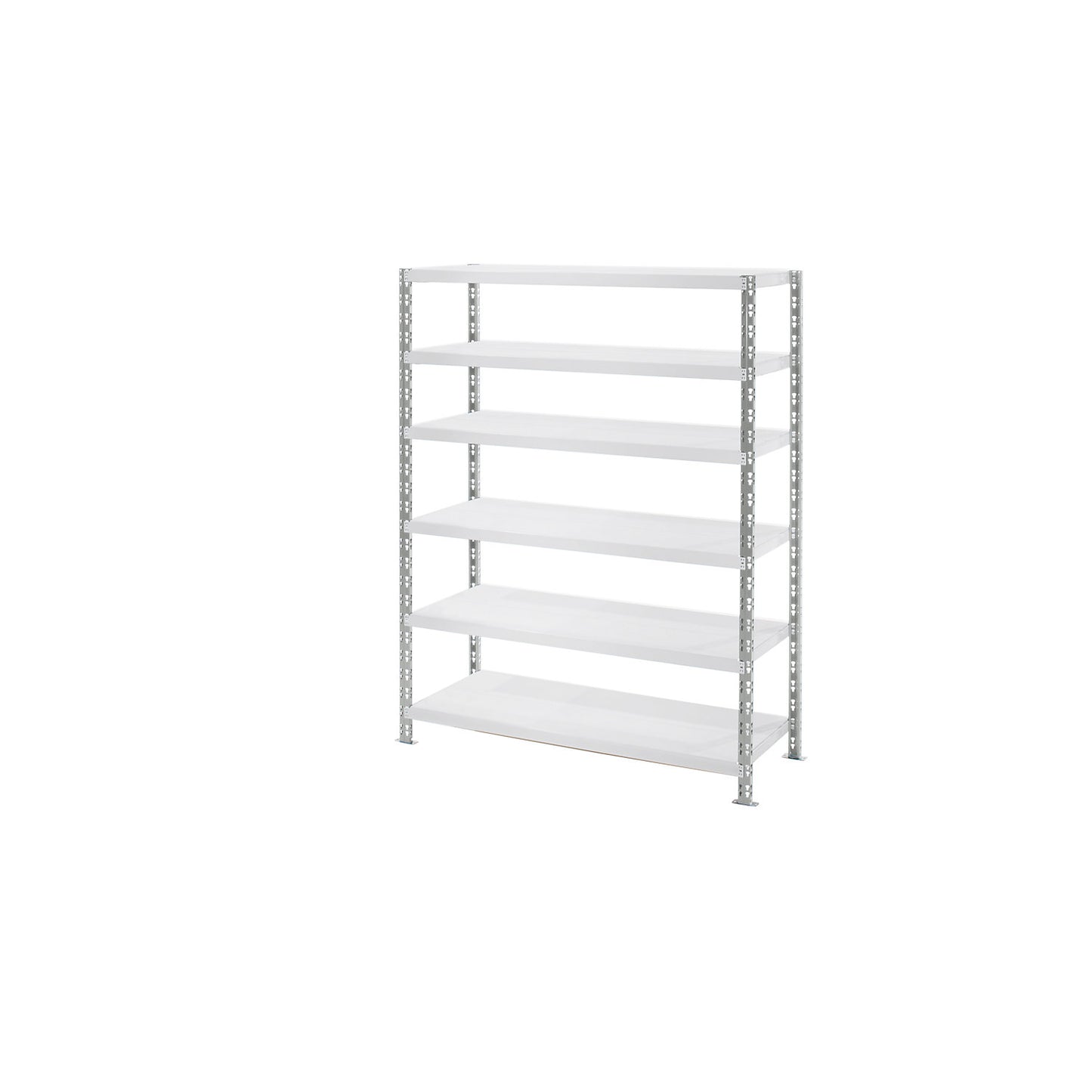 Wide span shelf unit with sheet steel shelves, depth 600 mm, standard shelf unit, HxW 1976 x 1550 mm.