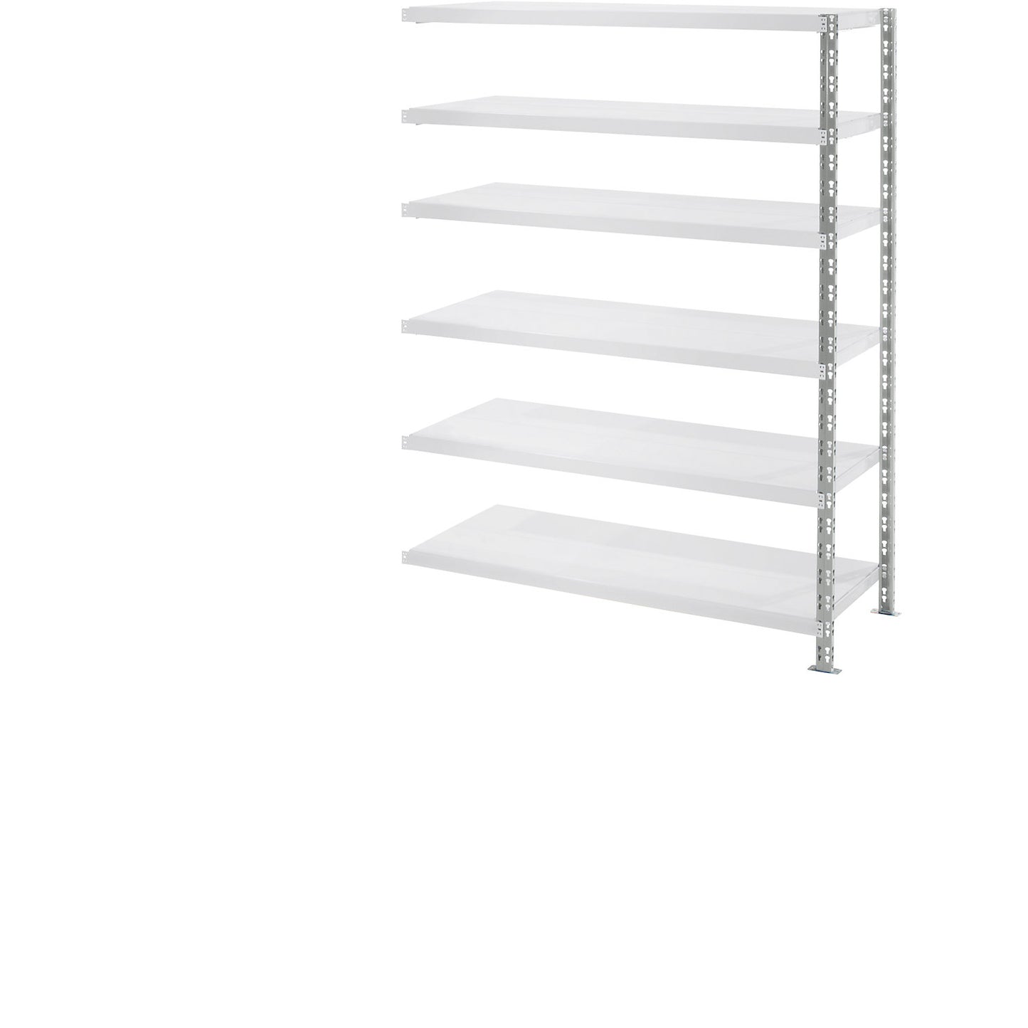 Wide span shelf unit with sheet steel shelves, depth 600 mm, extension shelf unit, HxW 1976 x 1525 mm.