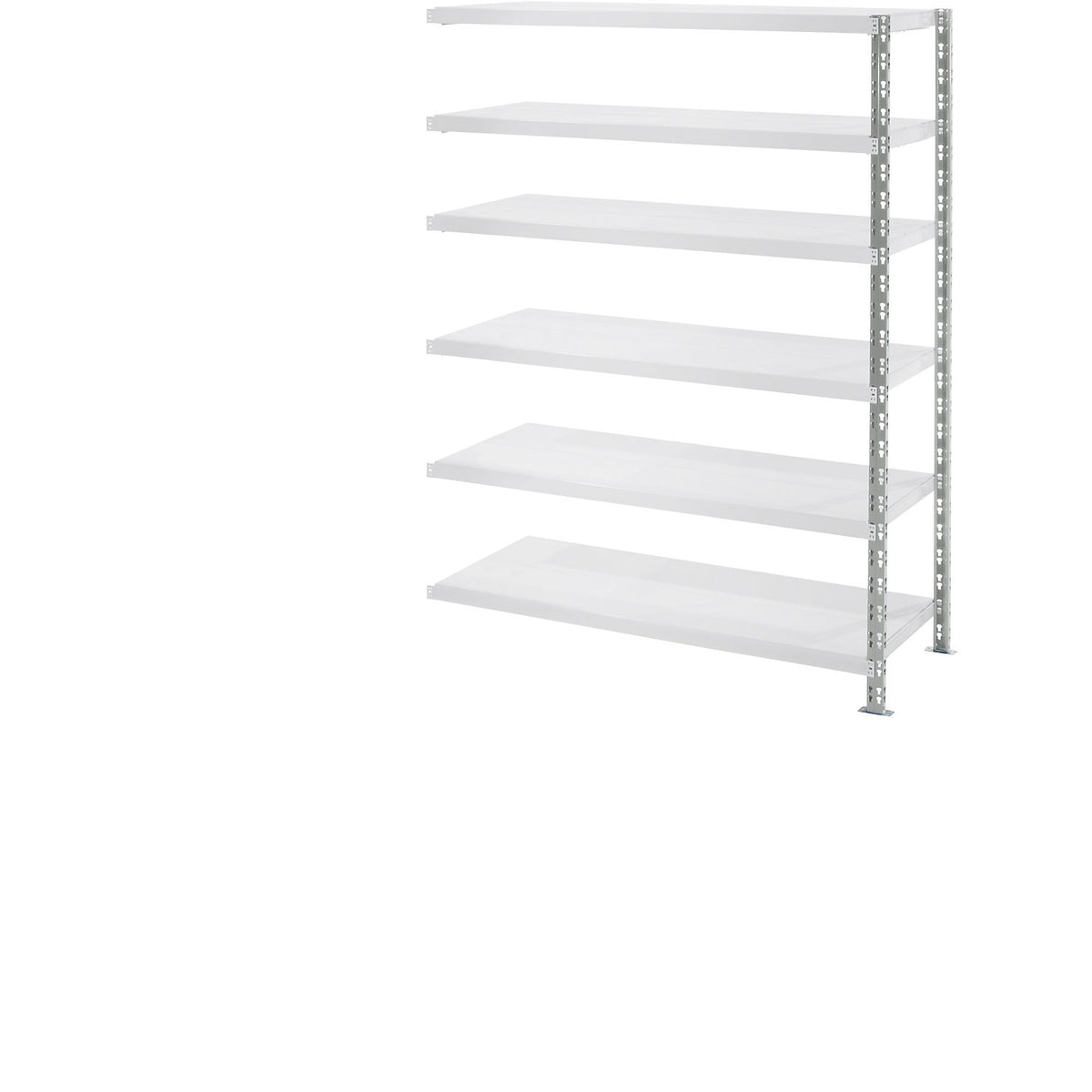 Wide span shelf unit with sheet steel shelves, depth 700 mm, extension shelf unit, HxW 1976 x 1525 mm.