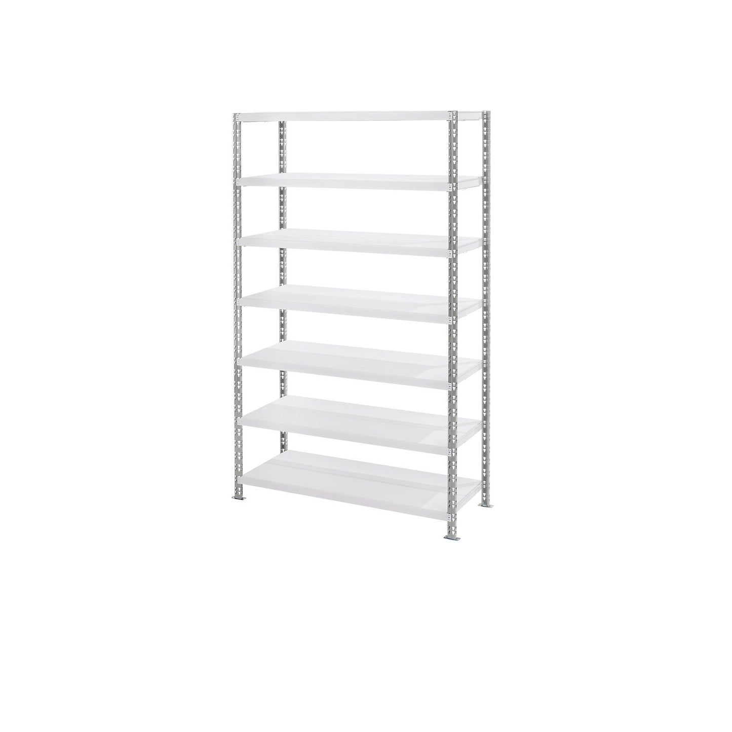 Wide span shelf unit with sheet steel shelves, depth 700 mm, standard shelf unit, HxW 2522 x 1550 mm.