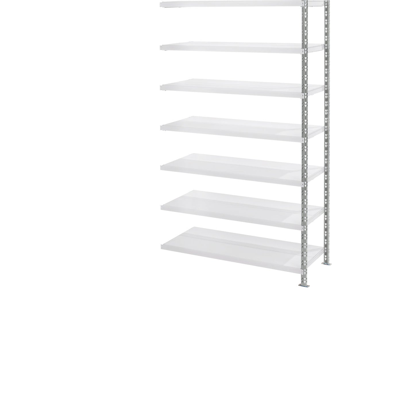 Wide span shelf unit with sheet steel shelves, depth 600 mm, extension shelf unit, HxW 2522 x 1525 mm.