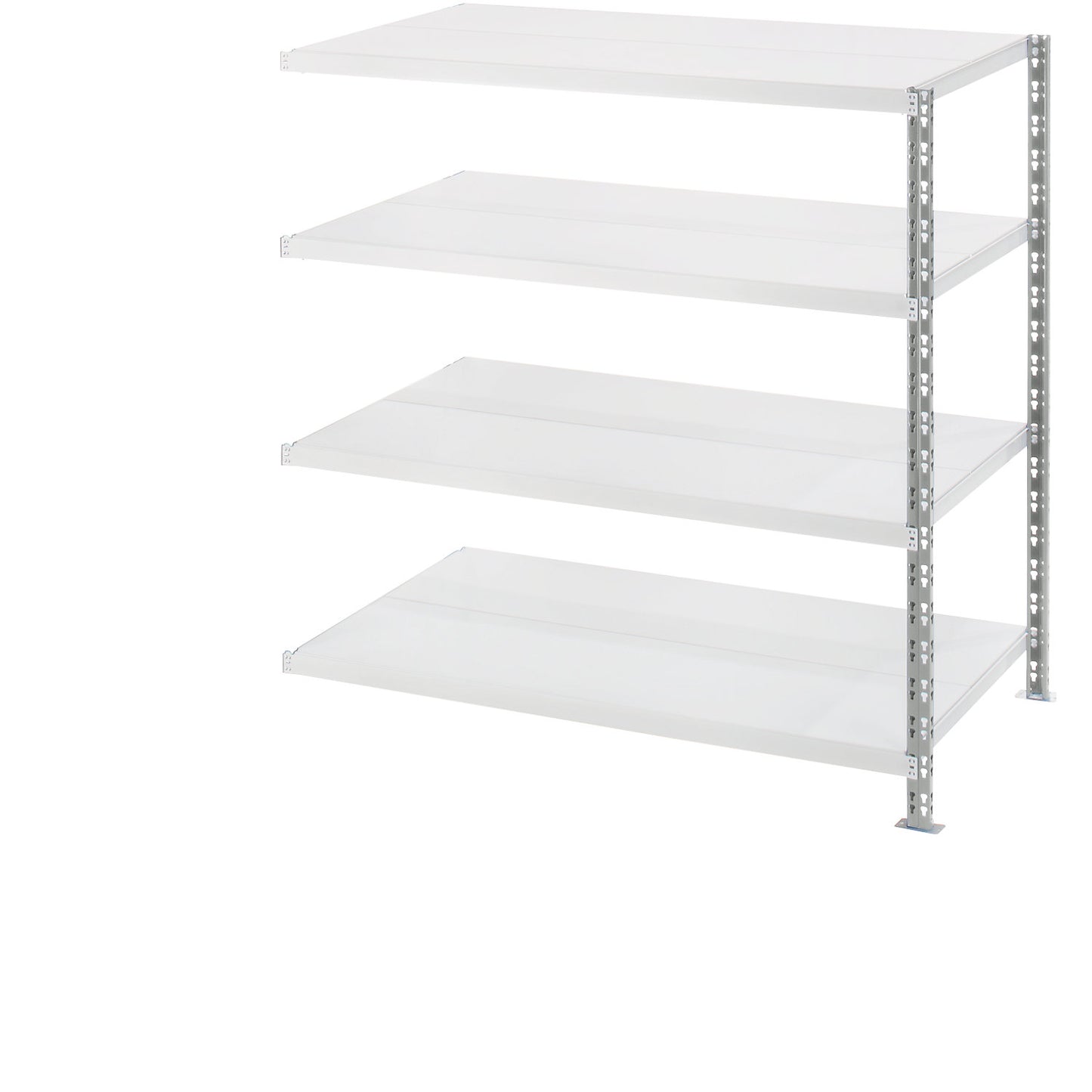 Wide span shelf unit with sheet steel shelves, depth 800 mm, extension shelf unit, HxW 1508 x 1525 mm.