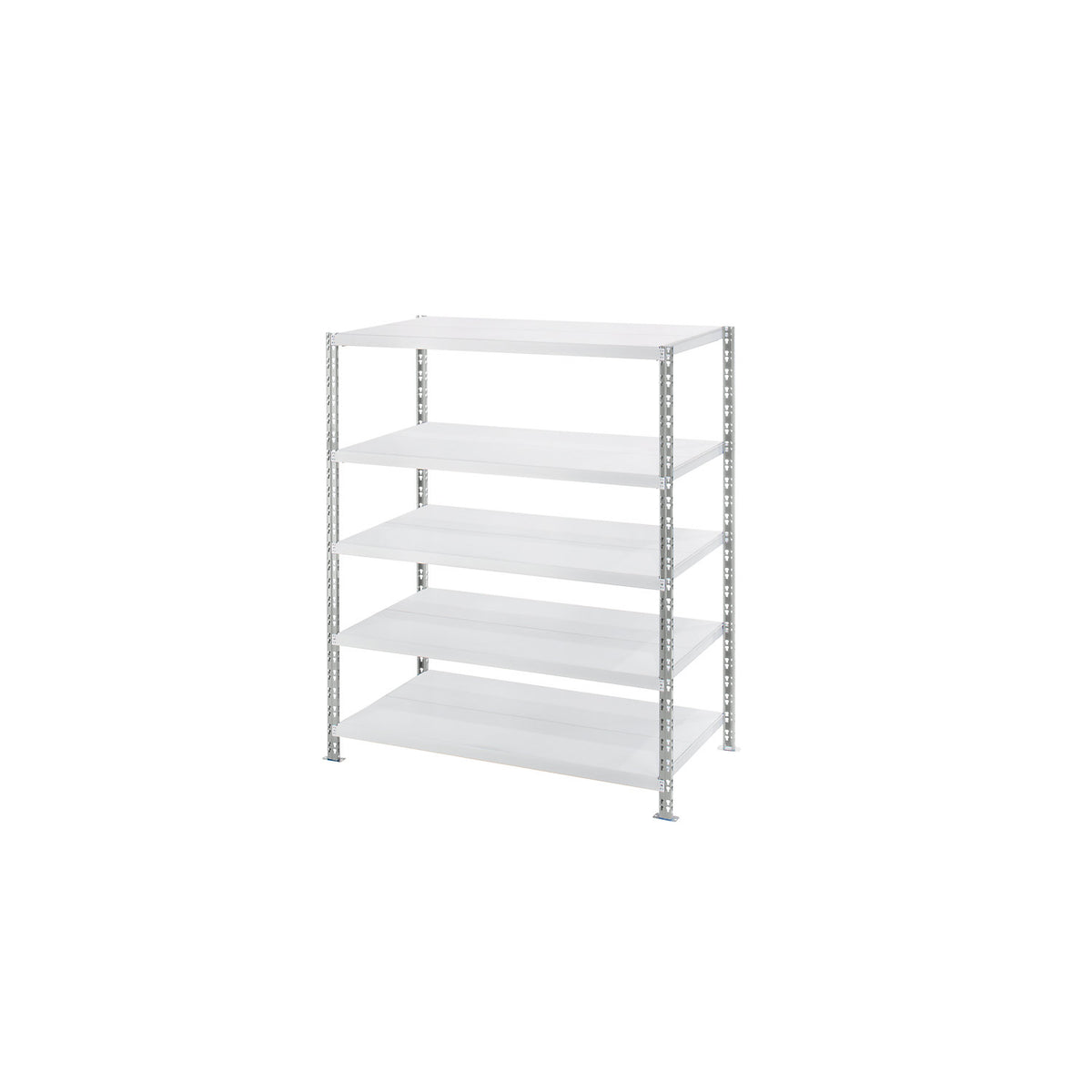 Wide span shelf unit with sheet steel shelves, depth 800 mm, standard shelf unit, HxW 1820 x 1550 mm.