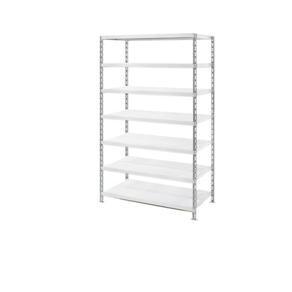 Wide span shelf unit with sheet steel shelves, depth 800 mm, standard shelf unit, HxW 2522 x 1550 mm.