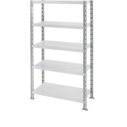 Universal boltless shelving unit, sheet steel shelves, HxWxD 1820 x 1050 x 600 mm, standard shelf unit.