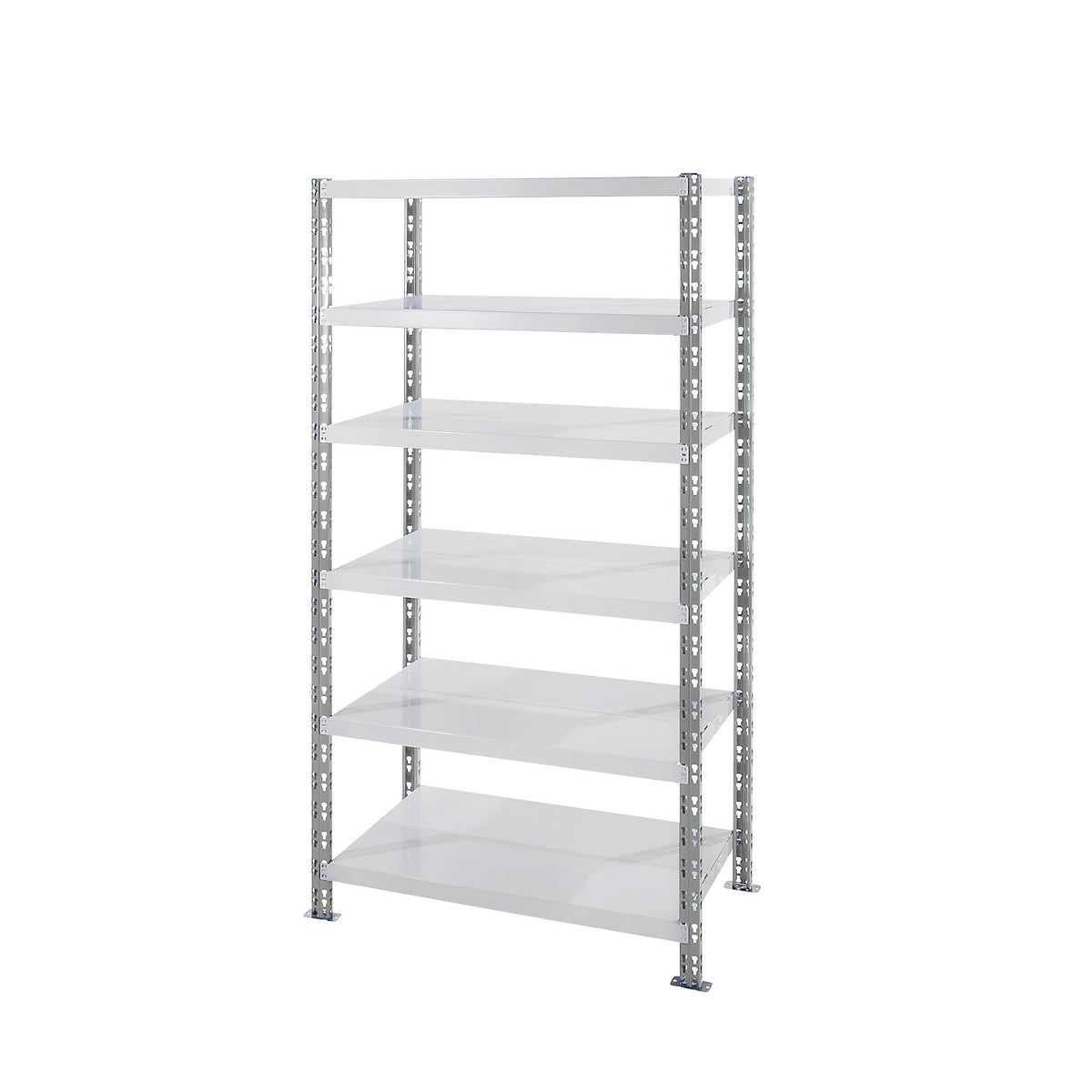 Universal boltless shelving unit, sheet steel shelves, HxWxD 1976 x 1050 x 600 mm, standard shelf unit.