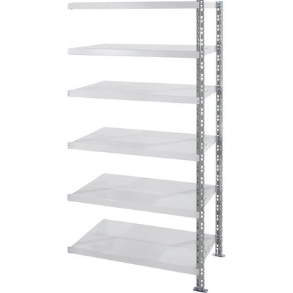 Universal boltless shelving unit, sheet steel shelves, HxWxD 1976 x 1025 x 600 mm, extension shelf unit.