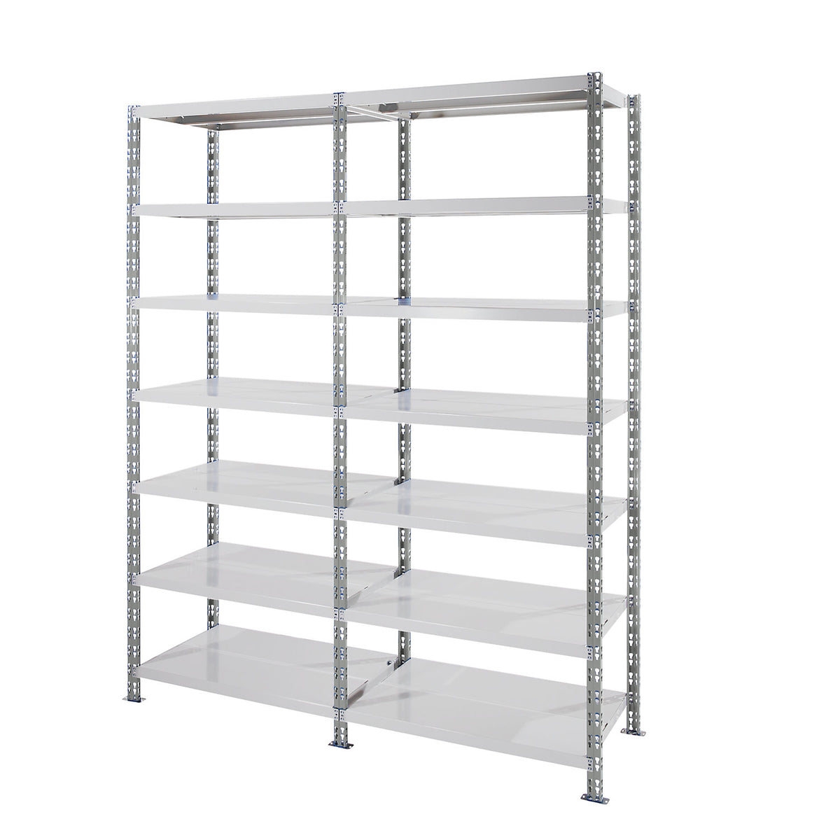Universal boltless shelving unit, sheet steel shelves, HxWxD 2522 x 1025 x 400 mm, extension shelf unit.