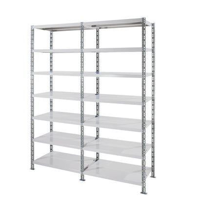 Universal boltless shelving unit, sheet steel shelves, HxWxD 2522 x 1025 x 600 mm, extension shelf unit.