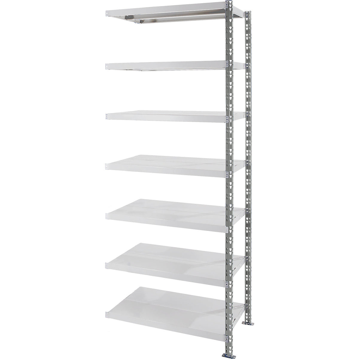 Universal boltless shelving unit, sheet steel shelves, HxWxD 2522 x 1025 x 600 mm, extension shelf unit.