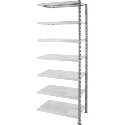 Universal boltless shelving unit, sheet steel shelves, HxWxD 2522 x 1025 x 400 mm, extension shelf unit.