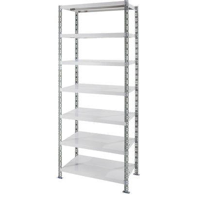 Universal boltless shelving unit, sheet steel shelves, HxWxD 2522 x 1050 x 500 mm, standard shelf unit.