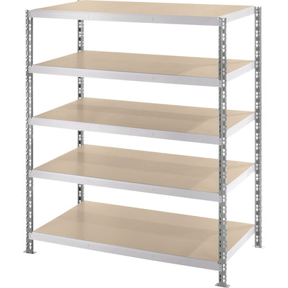 Wide span boltless shelf unit with moulded chipboard shelves, depth 800 mm, standard shelf unit, HxW 1820 x 1550 mm.
