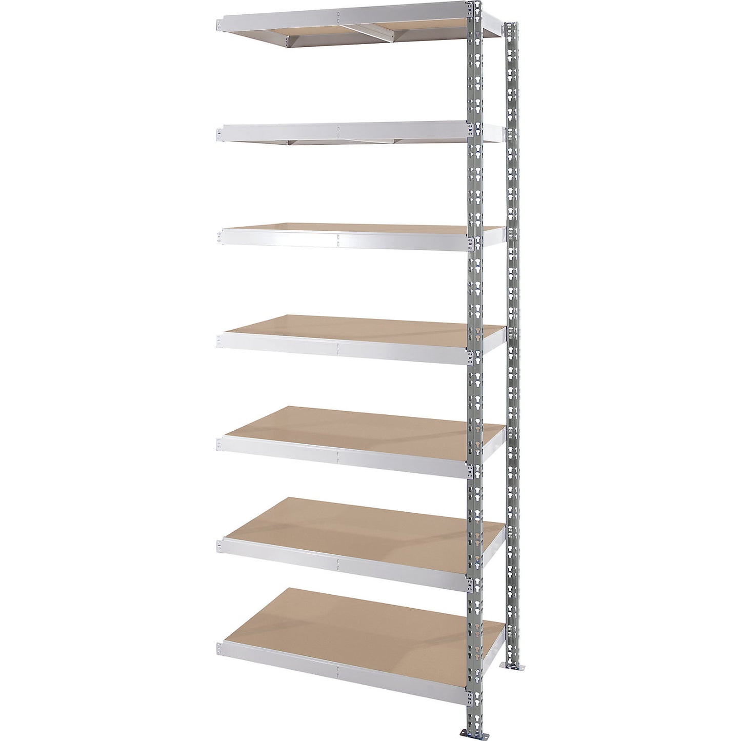 Universal boltless shelving unit, chipboard shelves, HxWxD 2522 x 1025 x 500 mm, extension shelf unit.