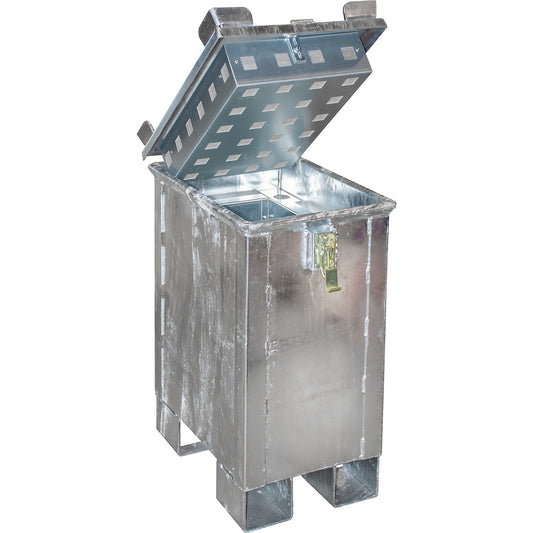 Rechargeable battery storage container for rechargeable lithium-ion batteries, capacity 30 l, LxWxH 400 x 600 x 750 mm.