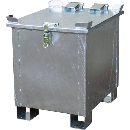 Rechargeable battery storage container for rechargeable lithium-ion batteries, capacity 90 l, LxWxH 600 x 800 x 750 mm.
