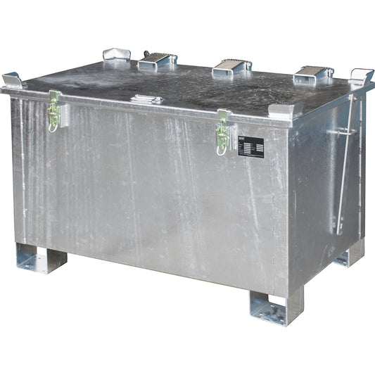 Rechargeable battery storage container for rechargeable lithium-ion batteries, capacity 220 l, LxWxH 800 x 1200 x 750 mm.