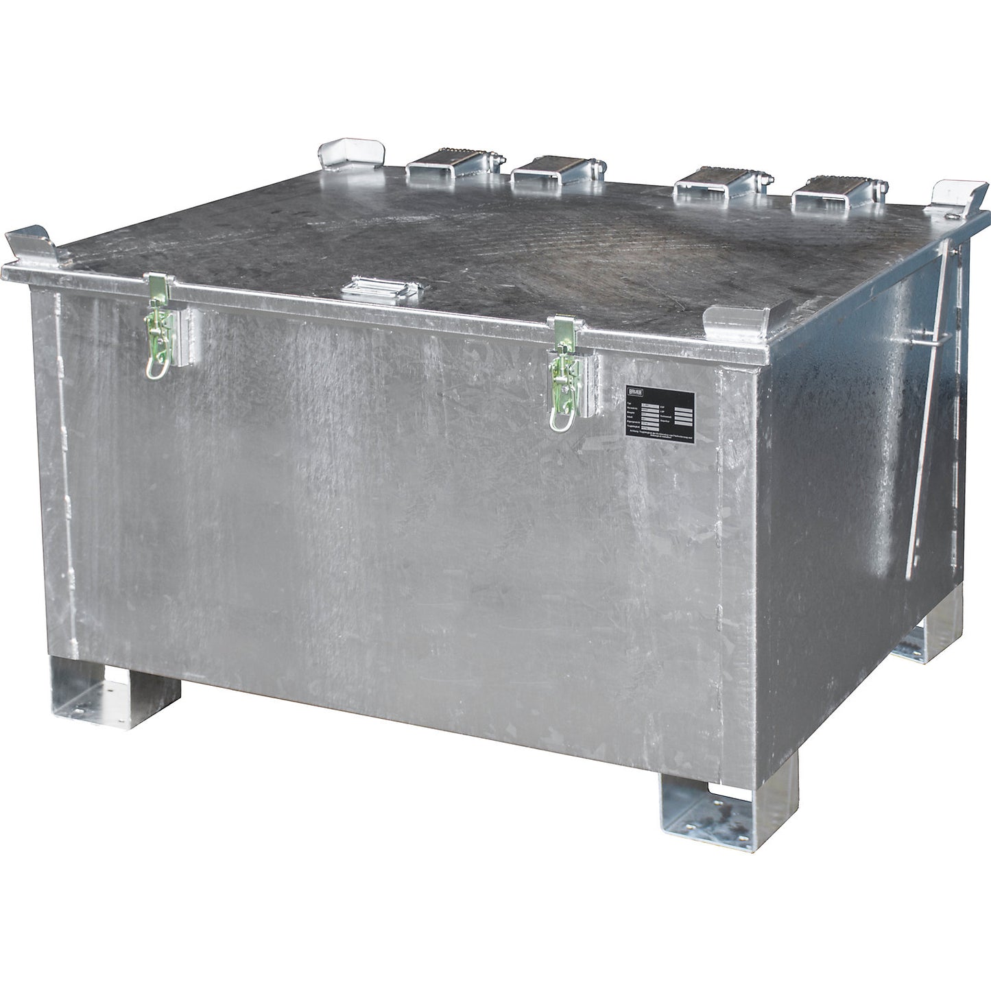 Rechargeable battery storage container for rechargeable lithium-ion batteries, capacity 280 l, LxWxH 1000 x 1200 x 750 mm.