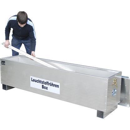 ALU fluorescent tube storage container, capacity 300 l, LxWxH 1700 x 465 x 585 mm.