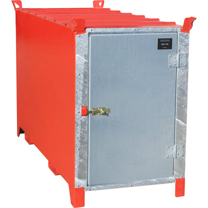 Fluorescent tube box, painted, capacity 1000 l, 1100 items Ø 25 mm / 500 items Ø 37 mm, LxWxH 1700 x 770 x 1125 mm, flame red RAL 3000.