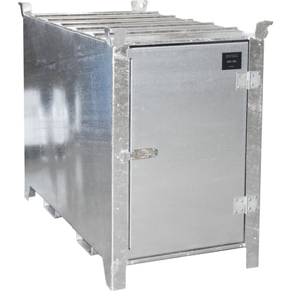Fluorescent tube box, hot dip galvanised, capacity 1000 l, 1100 items Ø 25 mm / 500 items Ø 37 mm, LxWxH 1700 x 770 x 1125 mm.