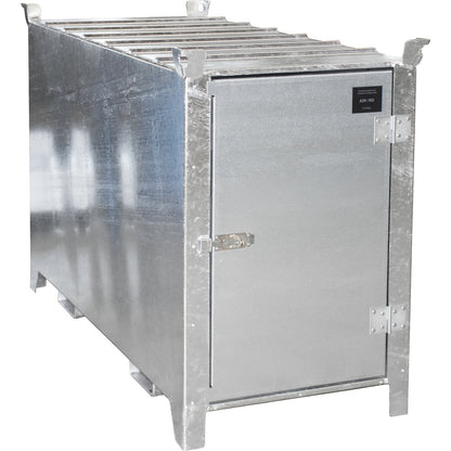 Fluorescent tube box, hot dip galvanised, capacity 1350 l, 1100 items Ø 25 mm / 500 items Ø 37 mm, LxWxH 2100 x 770 x 1125 mm.