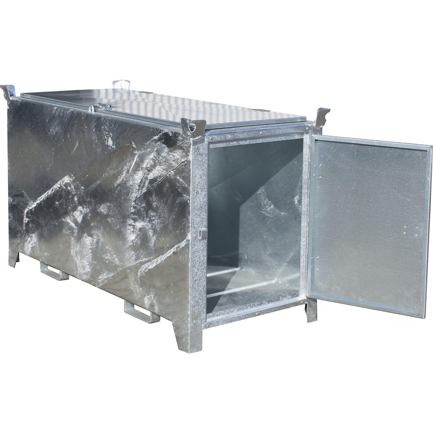 Fluorescent tube box, hot dip galvanised, capacity 900 l, 1100 items Ø 25 mm / 500 items Ø 37 mm, LxWxH 1700 x 770 x 975 mm.