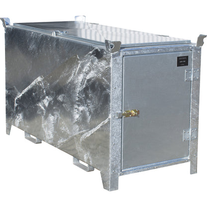 Fluorescent tube box, hot dip galvanised, capacity 900 l, 1100 items Ø 25 mm / 500 items Ø 37 mm, LxWxH 1700 x 770 x 975 mm.