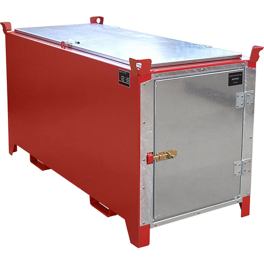 Fluorescent tube box, painted, capacity 1140 l, 1100 items Ø 25 mm / 500 items Ø 37 mm, LxWxH 2100 x 770 x 975 mm, flame red RAL 3000.