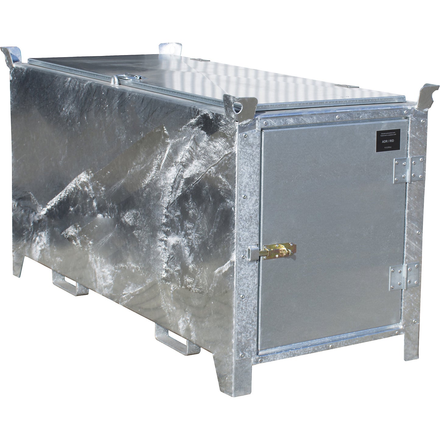 Fluorescent tube box, hot dip galvanised, capacity 1140 l, 1100 items Ø 25 mm / 500 items Ø 37 mm, LxWxH 2100 x 770 x 975 mm.