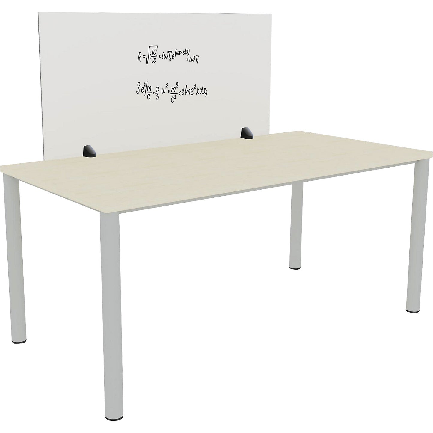 Desk partition for an individual workplace, enamel and PET felt surface, white / grey, width 1200 mm.