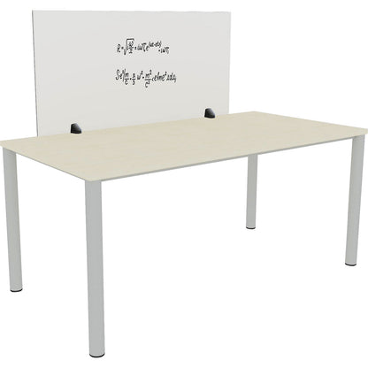 Desk partition for an individual workplace, enamel and PET felt surface, white / grey, width 1200 mm.