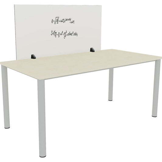 Desk partition for an individual workplace, enamel and PET felt surface, white / grey, width 1200 mm.