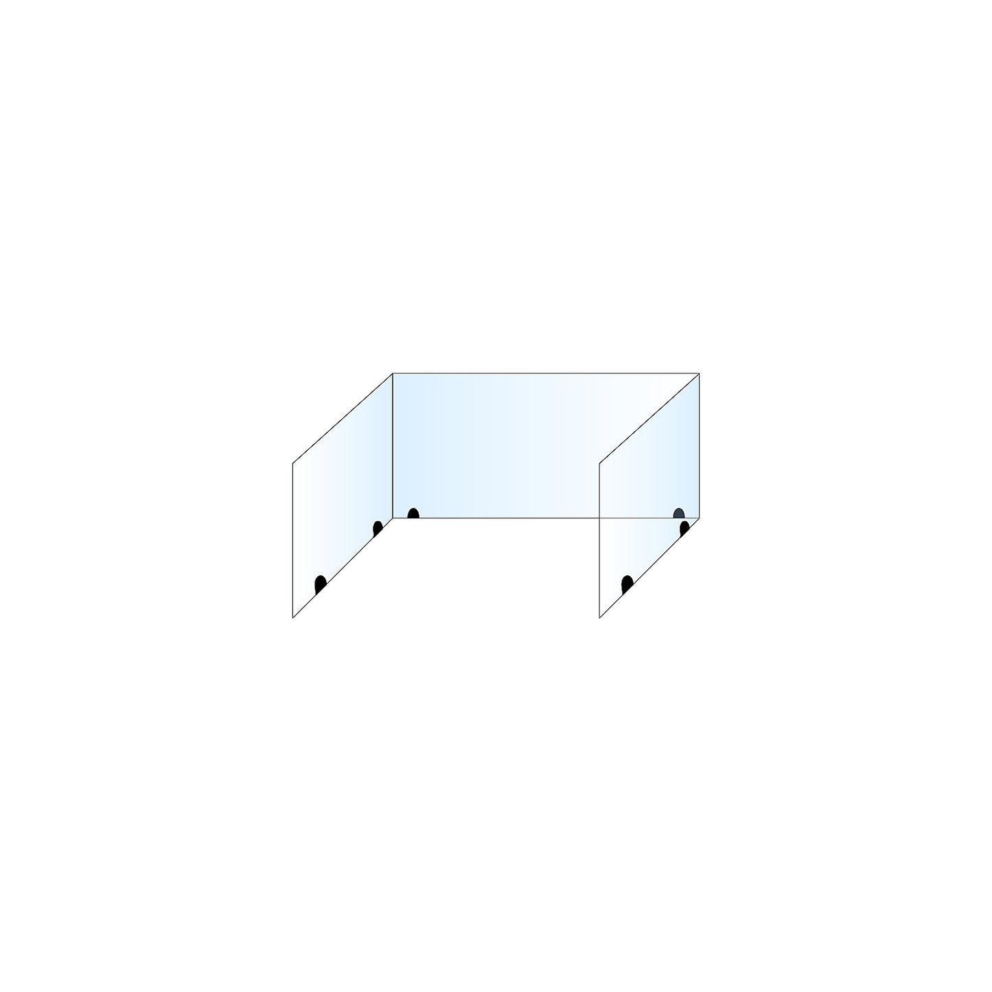 Desk partition for a double workplace, acrylic glass and polystyrene, transparent, width 750 mm.