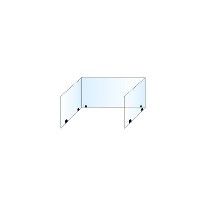 Desk partition for a double workplace, acrylic glass and polystyrene, transparent, width 750 mm.