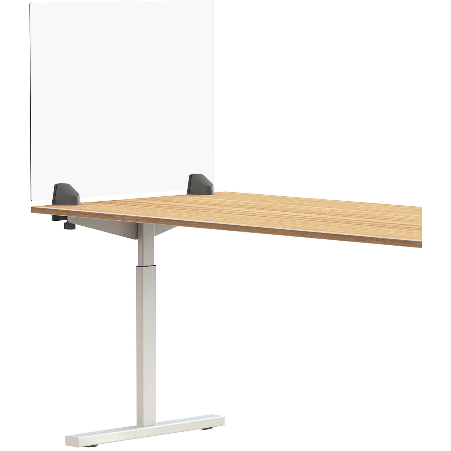 Desk partition for a double workplace, acrylic glass and polystyrene, transparent, width 750 mm.