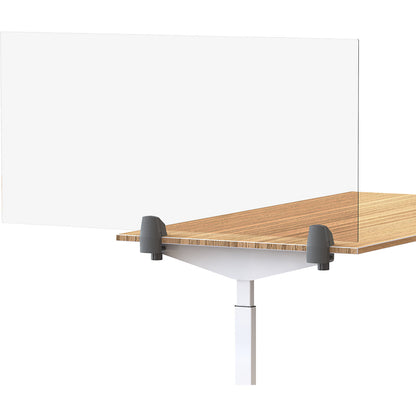 Desk partition for a double workplace, acrylic glass and polystyrene, transparent, width 1200 mm.