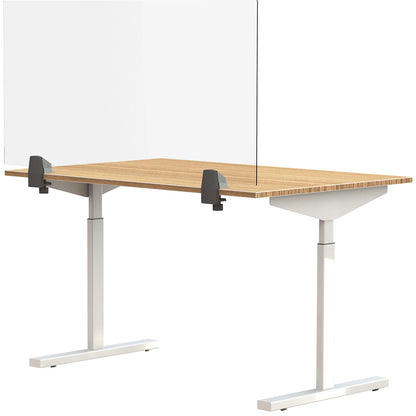 Desk partition for a double workplace, acrylic glass and polystyrene, transparent, width 1200 mm.