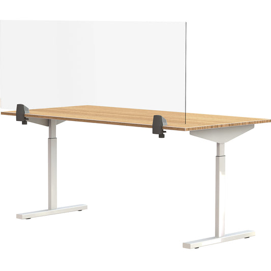Desk partition for a double workplace, acrylic glass and polystyrene, transparent, width 1600 mm.
